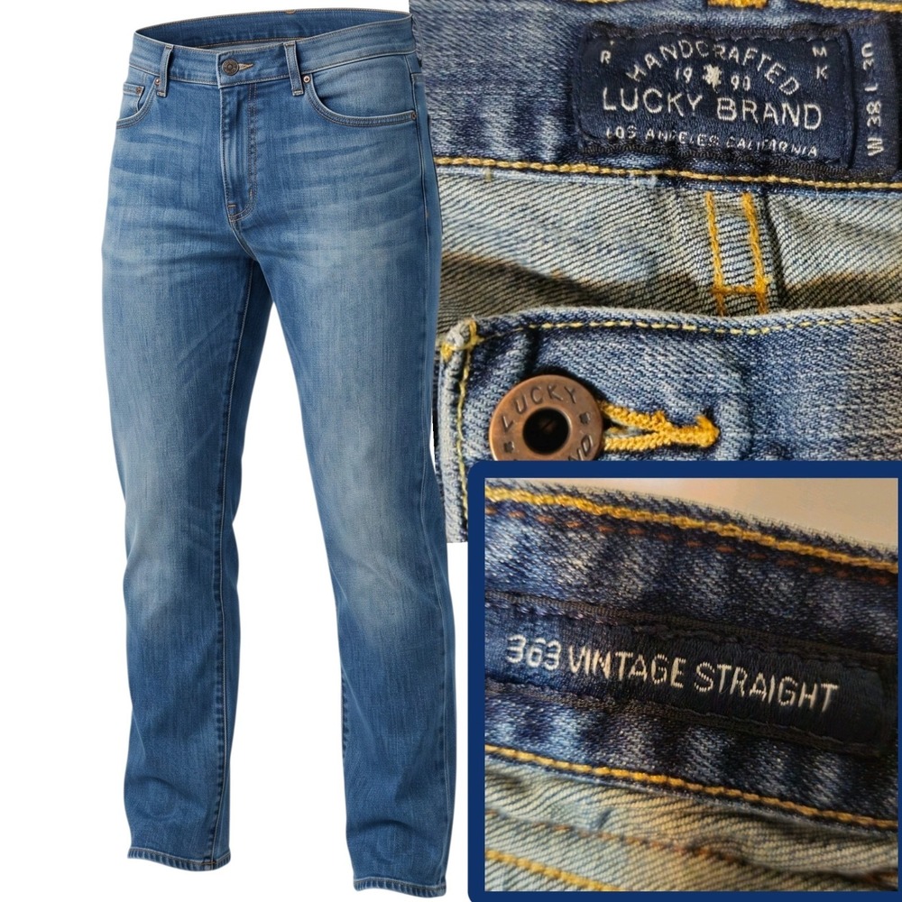 Lucky Brand Jeans Mens (FITS 40X30) Blue 363 Vintage Straight Advance Stretch